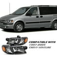 thumbnail image 7 of For 1997-2005 Pontiac Montana Chevy Venture Black Headlights Assembly L+R Pairs, 7 of 7