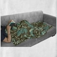 thumbnail image 6 of Oriental Soft Flannel Fleece Throw Blanket, Ornamental Nostalgic Floral Design Swirling Leaves and Blossoms, Cozy Plush for Indoor and Outdoor Use, 50" x 60", Pale Green Umber, by Ambesonne, 6 of 6