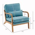 thumbnail image 6 of Resenkos Solid Wood Armrest Accent Chair, Upholstered Single Sofa Lounge Chair for Living Room, Bedroom, Reading Room, Teal, 6 of 9