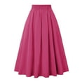 thumbnail image 3 of Whlbf Hot Pink Womens Skirts Midi Length Plus Size,Womens Solid Pleated Loose Hem Long Half Length Skirt, 3 of 5