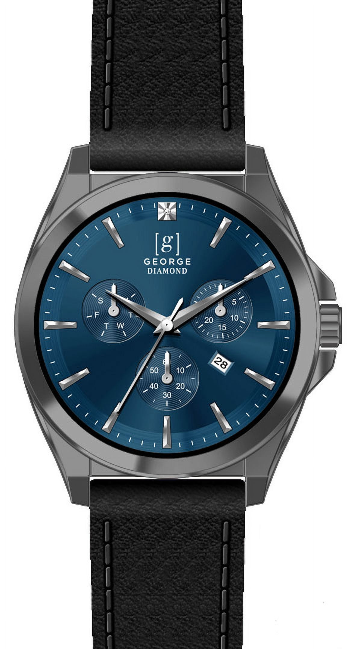 George Men's Gunmetal Tone 42mm Genuine Diamond Mesh Watch