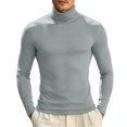 thumbnail image 6 of TOUMENY Men High Neck Top Long Sleeve Slim Fit Solid Casual Sweater Pullover Cotton Fashion Breathable Quick Dry Winter Sweater Gray M, 6 of 6