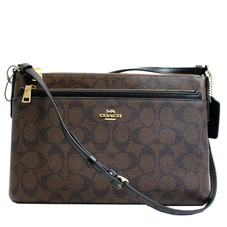 COACH SIGNATURE EAST WEST POP CROSSBODY  In Brown Black F58316 IMAA8