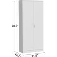 thumbnail image 2 of Rugerasy 71 Inch Tall Storage Metal Cabinet,Adjustable Feet and Lock Garage Cabinets with Doors and Shelves,Utility Storage Cabinet for Pantry Bedroom,White, 2 of 9