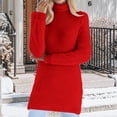 thumbnail image 3 of TKLPEHG Women Tunic Tops Thin Fleece Thermal Soft Winter Clothes Ladies Long Sleeve Tops High Neck Solid Color Spring Soft Lightweight Pullover (Z01_Red,S), 3 of 6
