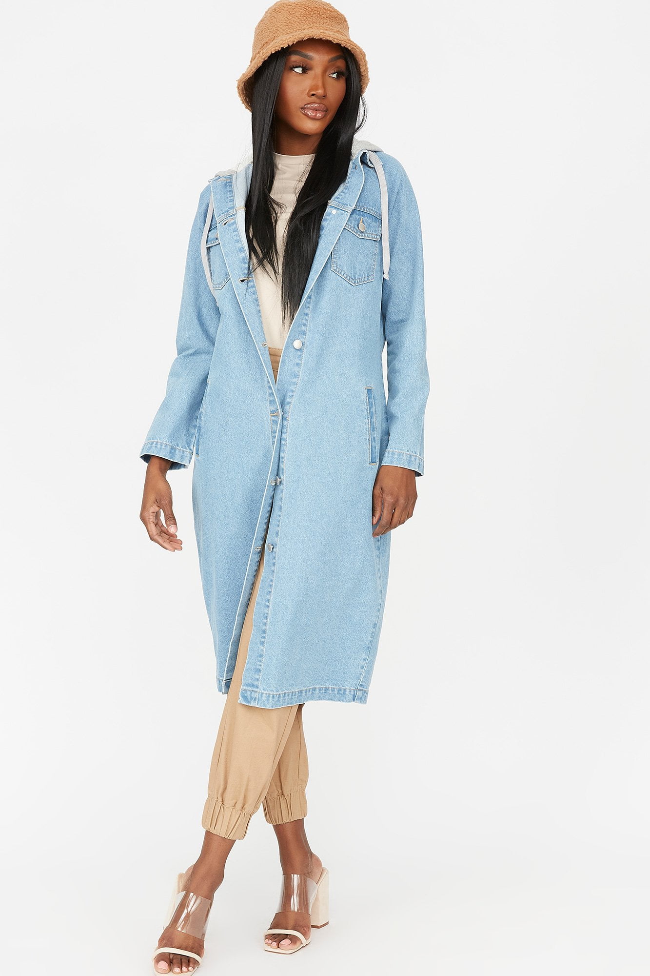 Urban Women's Denim Longline Hooded Jacket Walmart Canada