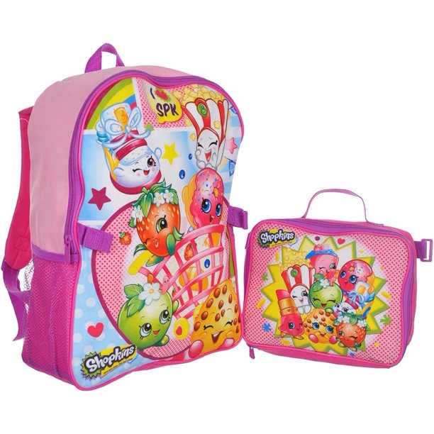 Shopkins 16" Large Backpack with Detachable Lunch Box Bag