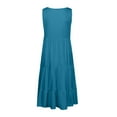thumbnail image 5 of CALAFEBILA Dresses for Women 2025 Solid Color Sleeveless Womens Sundresses Casual Crew Neck Beach Mini Knee Length Tank Dresses, 5 of 6