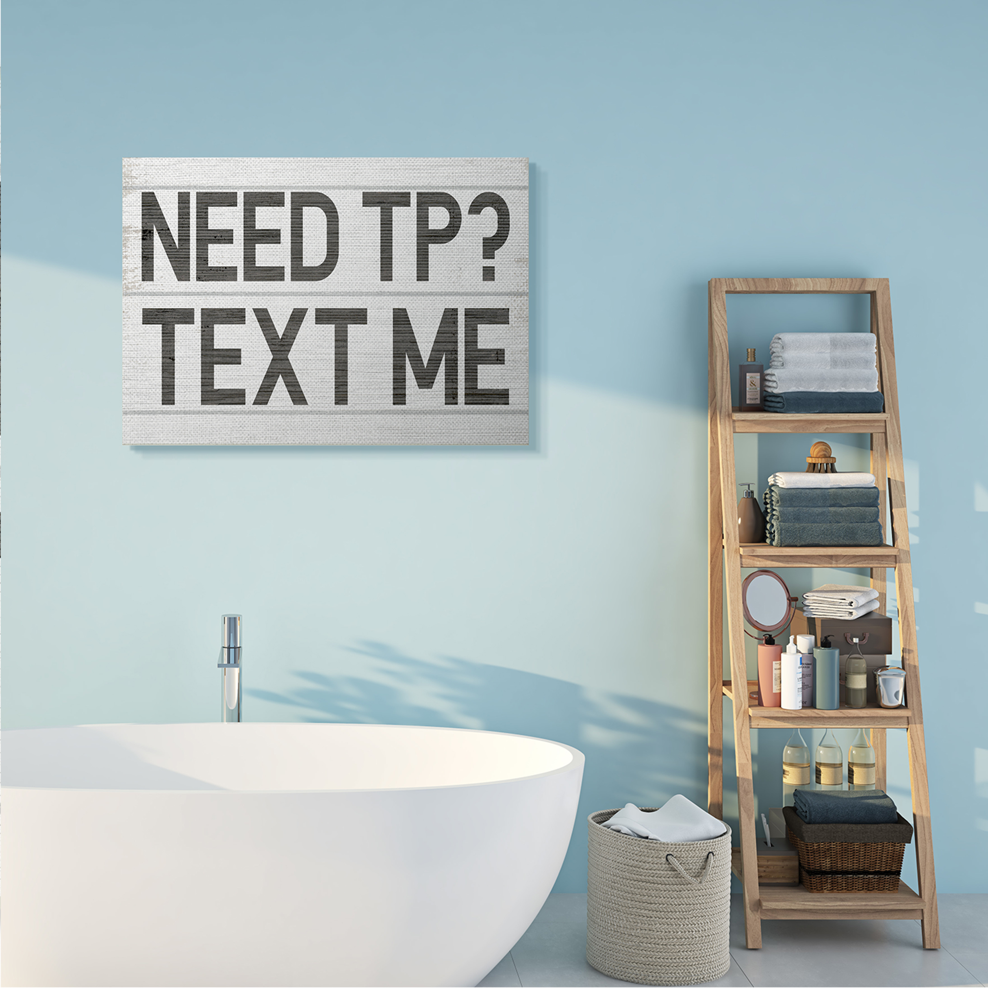 Stupell Industries Need TP Text Me Rustic Vintage Bathroom Sign Canvas Wall Art, 30 x 40, Design by Daphne Polselli