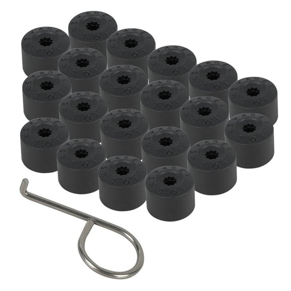FiveEyes 17MM Wheel Lug Nut Covers Bolt Caps Compatible with VW Passat Jetta Golf Beetle 1K0 601 173 with Dismantle Tool Black 20PCS