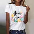 thumbnail image 4 of Mujeres de Manga Corta Tops Casual Nuevo Cuello Redondo Pascua, Ligera Camiseta de Poliéster Spandex, 4 of 4