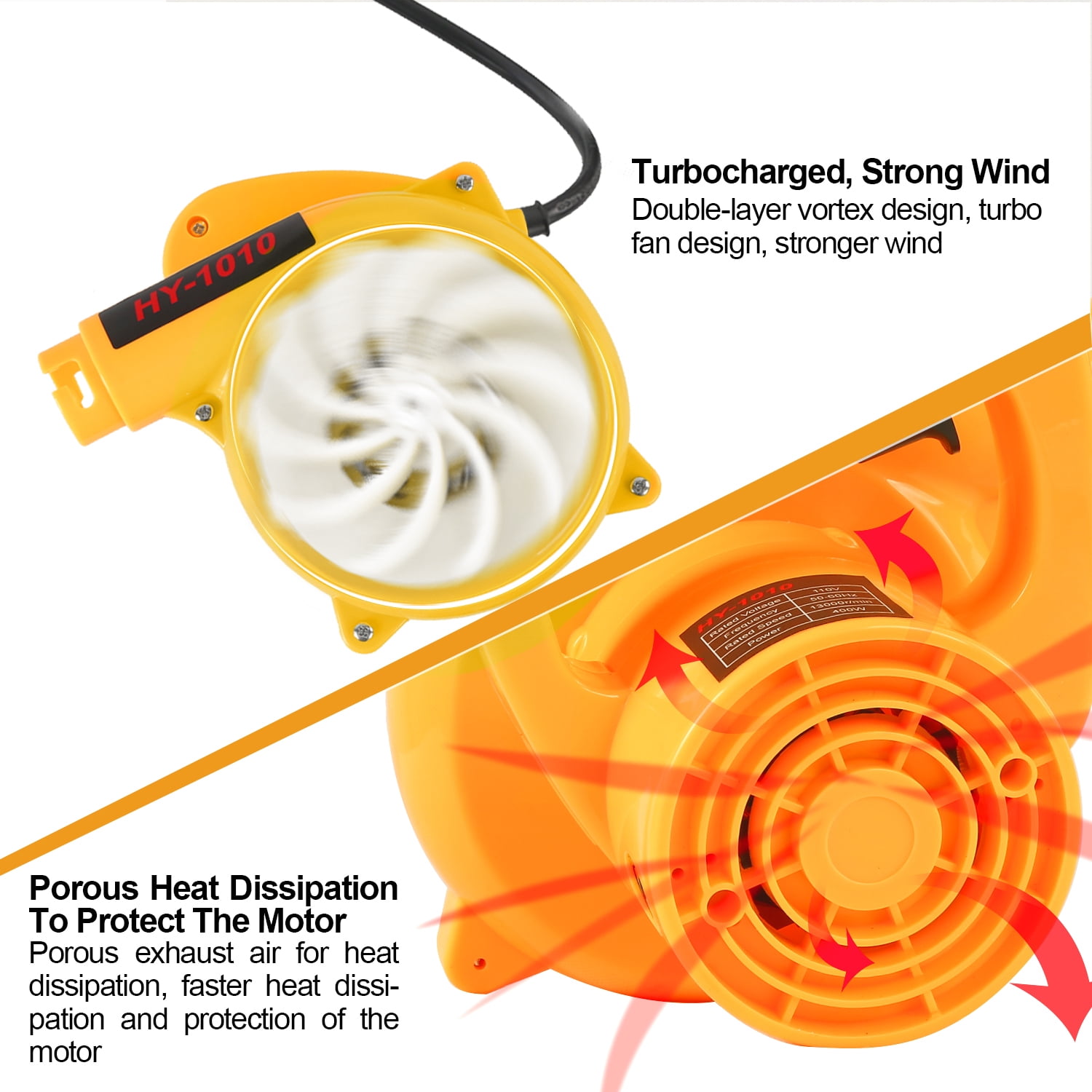 Abeden Portable Electric Leaf Blower,2 in 1 All-Purpose Lightweight Sweeper/Vacuum,Yellow