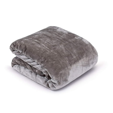 Internet's Best Plush Velvet Mink Throw Blanket | Gray | Thick Ultra Soft Couch Blanket | Warm Sofa Throw | 100% Microfiber Polyester | Easy Travel | Twin Bed | 66 x