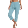 thumbnail image 6 of Yifymode Womens Pants Summer Casual High Waist Straight Leg Pants Loose Fit Lightweight Lounge Trousers with Pockets,Light Blue L, 6 of 6