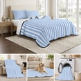 thumbnail image 6 of Twin Quilt Set 68''x86'', Blue White Stripe Lightweight Summer Bedspread Coverlet Set with 2 Pillow Shams, Modern Minimalist Geometric Striped Breathable All Season Quilt Bedding for Dorm/Bedroom, 6 of 9