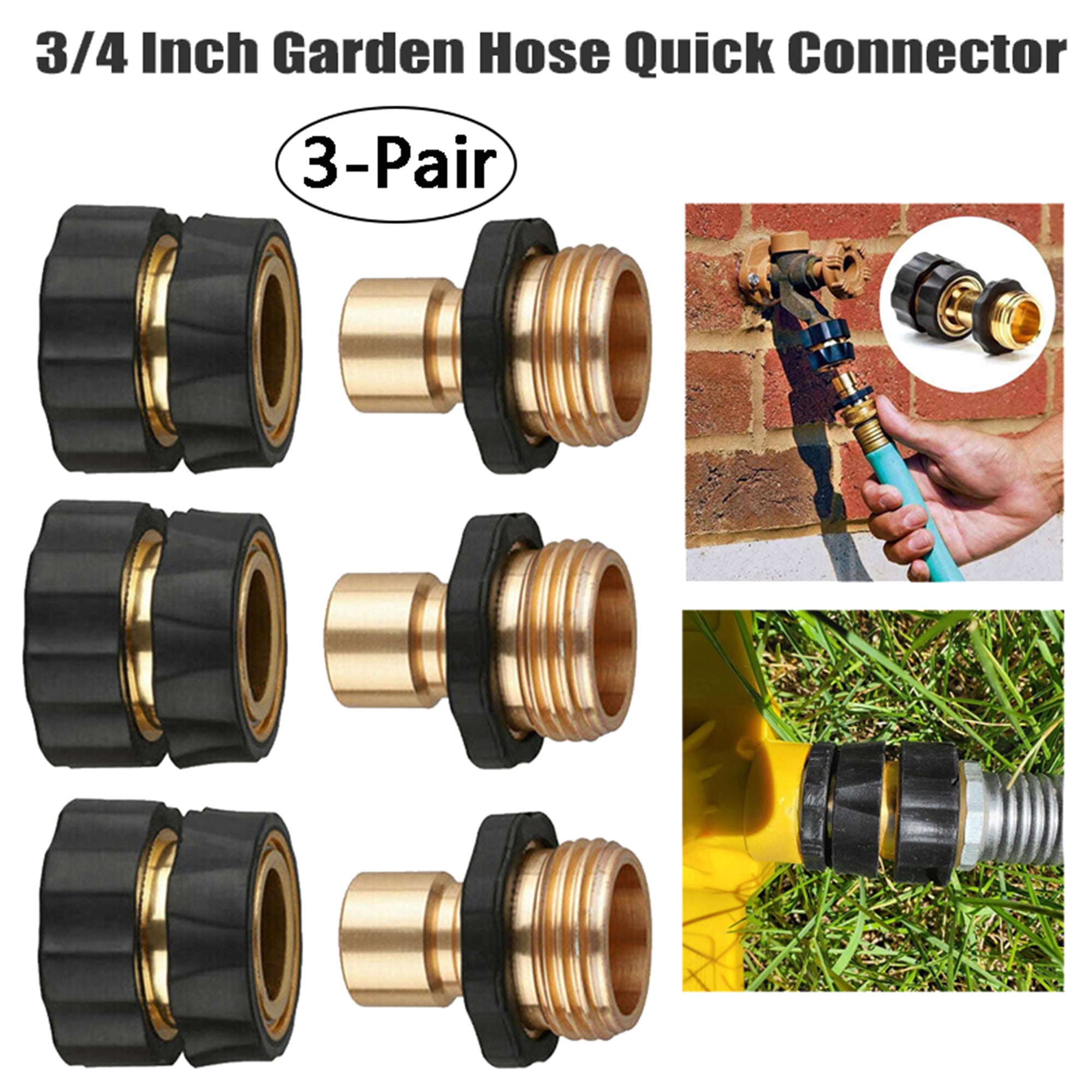 Elbourn 3 Set Male and Female Hose Adapter, Hose Quick Connect Fittings