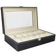 thumbnail image 1 of POINTERTECK 12 Compartments Top-level Opening Style Leather Watch Collection Box, 1 of 9