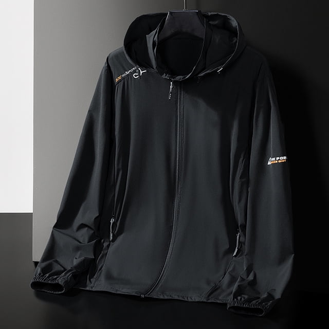 TIMIFIS Veste à Capuche pour Homme pour Protection Sun à Manches Longues à Capuche à Fermeture Éclair Légère Décontractée Confortable Couleur Unie Veste Athlétique pour Randonnée Course Golf Sports