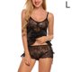 thumbnail image 1 of Conjunto de ropa de dormir de 2 piezas para mujer, sexy, con cuello en V, espalda descubierta, pantalones cortos, ropa de dormir, negro, L Eigraketly XX000230-14, 1 of 7