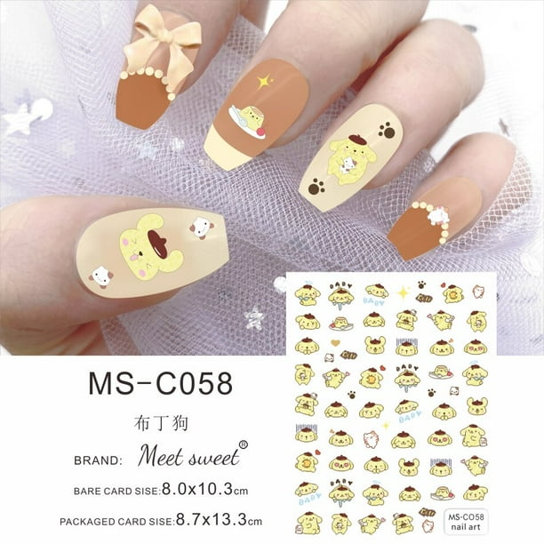 Lindo Hello Kitty 3D Nail Art Stickers Sanrio Anime Manicura Suministros Dibujos animados Kulomi My Melody Stickers Nail Art Decoración Dengxun unisex
