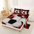 thumbnail image 2 of Manfei Football Sport Bed Sheets For Boys,Ball Games Pattern Full Size Sheets,Red Black,4-Piece,1 Flat Sheet,1 Fitted Sheet and 2 Pillowcases, 2 of 7
