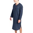 thumbnail image 3 of Ashford & Brooks Mens Flannel Plaid Long Sleep Shirt Henley Nightshirt - Black/Charcoal/Royal Blue - 2X-Large, 3 of 5