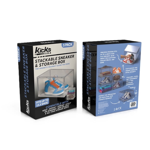 Kicks & Co XL Shoe Storage Clear Plastic Stackable Shoe Box with