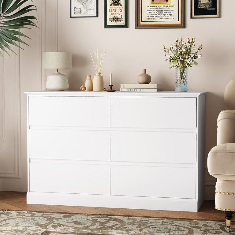 White Dressers Bedroom Dresser 6 Drawer Storage Chest of Drawers Double Dresser Storage Side Cabinet Room Furniture for Bedroom Living Room White Dressers Bedroom Dresser 6 Drawer Storage Chest of Drawers Double Dresser Storage Side Cabinet Room Furniture for Bedroom Living Room