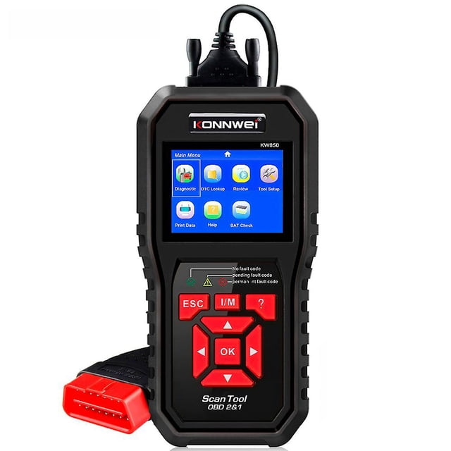 Konnwei Kw850 Obd2 Escáner Lector de código Obd Ii Escáner automotriz Herramienta de escaneo de diagnóstico del automóvil Herramienta de verificación del motor (soporte 8 idiomas) - Negro