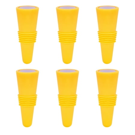 

6 Pcs Wine Bottle Sealed Stopper Reusable Silicone Wine Saver Stainless Steel Bottom Champagne Sealer for Club Home Bar (Yellow)
