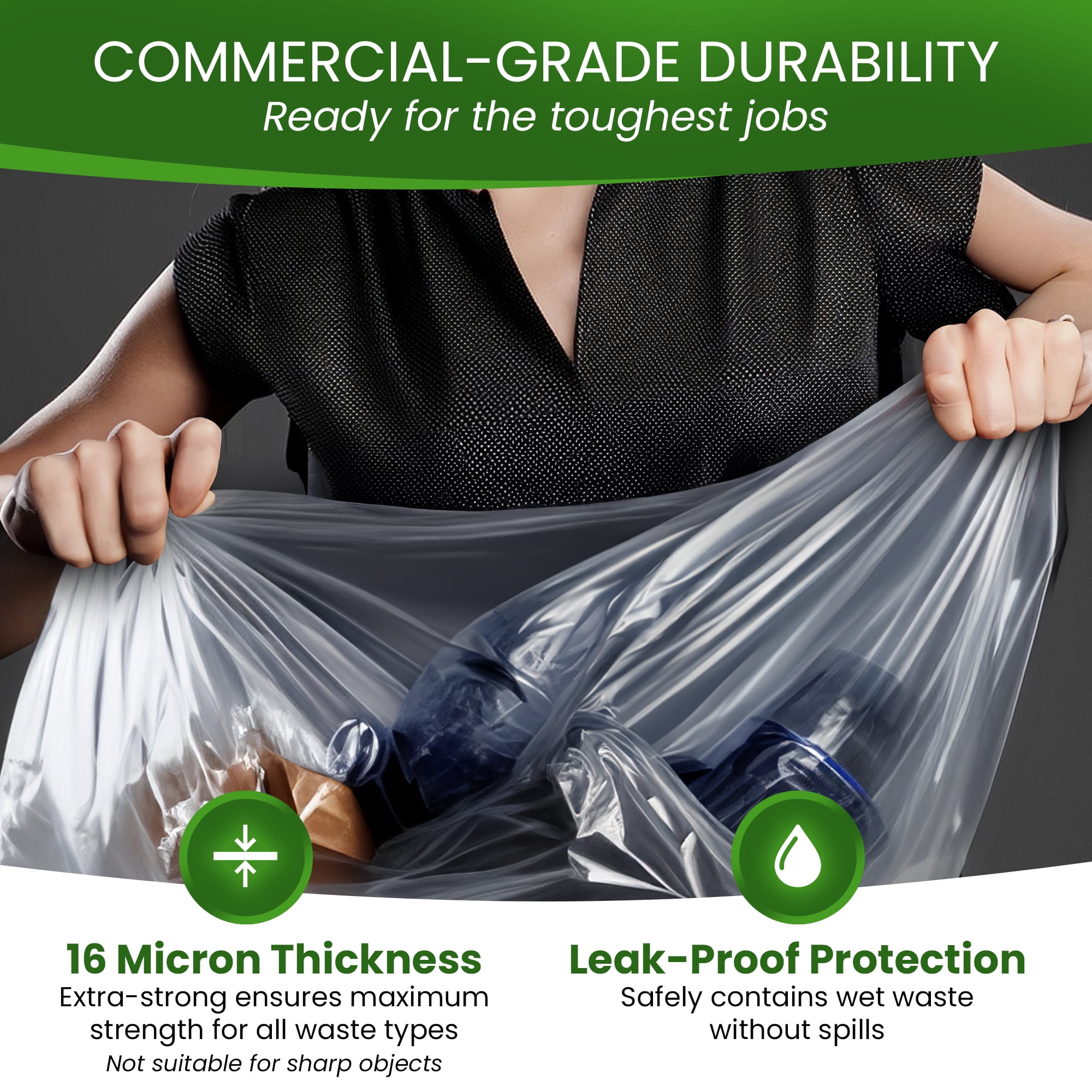 Best Option 20-30 Gallon Clear Trash Bags, 250 Count Box, (30x44-inch) Commercial Heavy-Duty Garbage and Recycling Can Liners