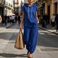 thumbnail image 2 of Women's Sleeveless Hoodie and Jogger Pants Set Casual Drawstring Hooded Tank Top with Elastic Waist Sweatpants with Pockets 2 Piece Summer Lounge Outfit, 2 of 10