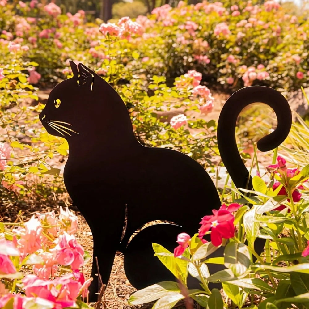 1 Pcs Cat Metal Garden Stake Decoration - Cute Cat Garden Decor, Silhouette Animal Outdoor Statue for Yard Art, Outside, Patio, Outdoor Decor, Garden Decorations, Lawn Ornaments