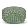 thumbnail image 1 of Ethnic Pouf Cover with Zipper, Boho Geometric Squares of Inner Fractal Flowers Retro Poly Art Print, Soft Decorative Fabric Unstuffed Case, 30" W X 17.3" L, Olive Green and Multicolor, by Ambesonne, 1 of 5