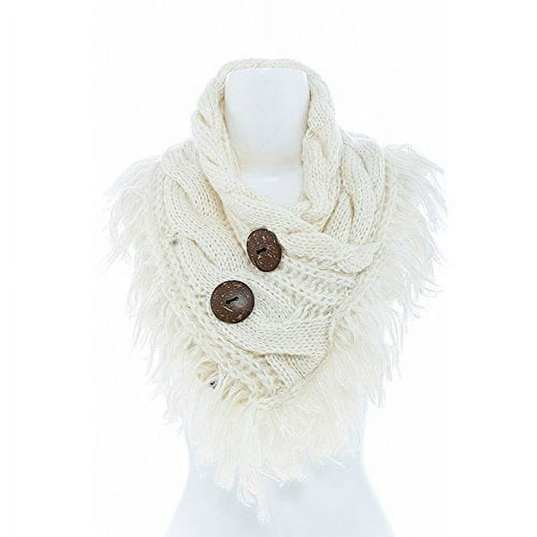 Women's Winter Warm Button Accent Cable Knit Infinity Scarf