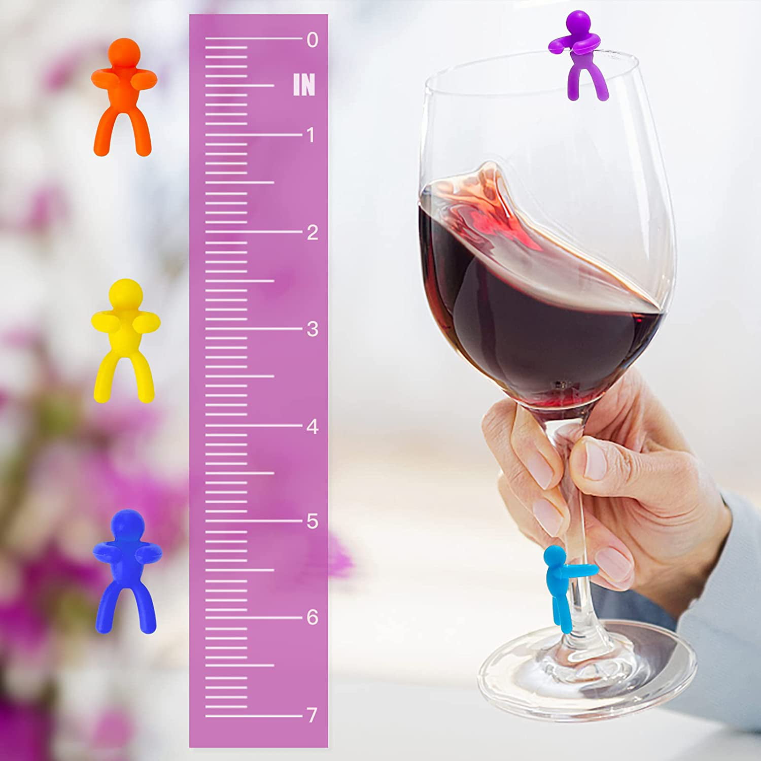  WZT 30 Pieces Silicone Drink Markers Wine Glass Markers Wine  Charms Wine Glass identifier for Bar Party Family Drink Charms Multi，Dinner  Parties : Home & Kitchen