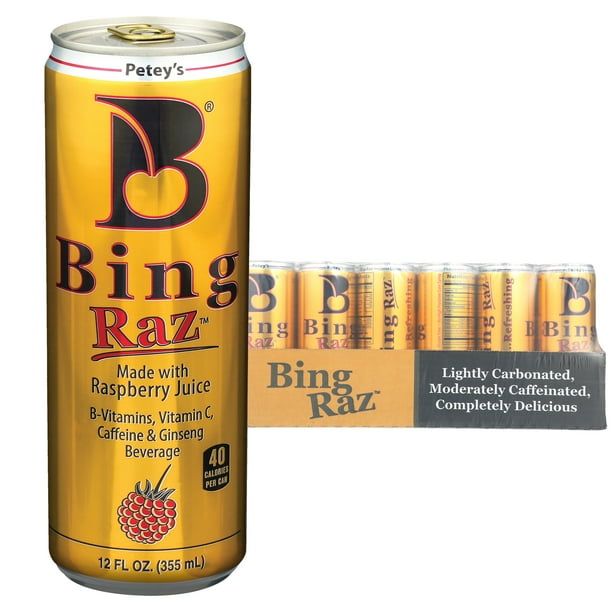 Bing Beverage Healthy Energy Drinks, Bing Raz, 12 oz (24 Pack