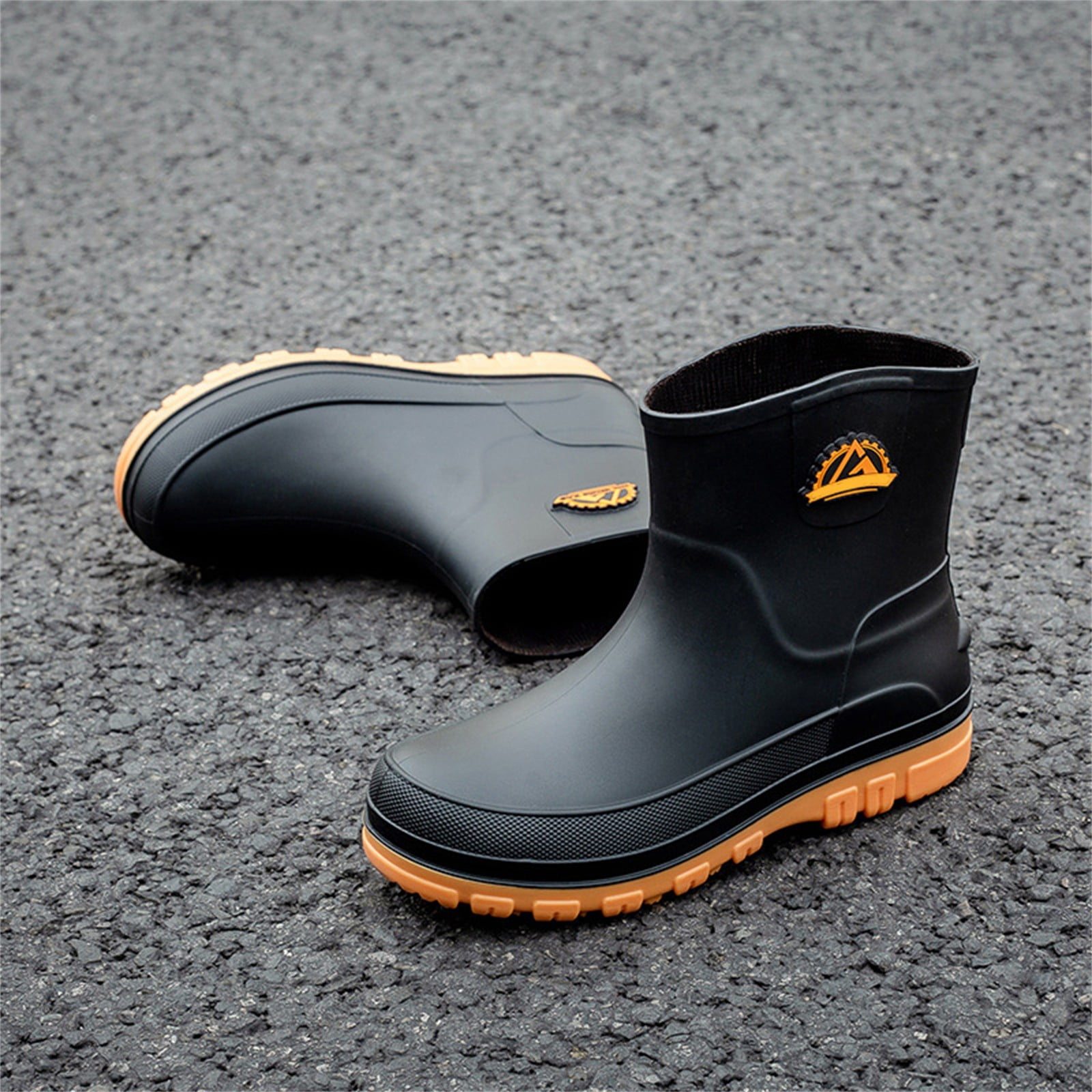 Men Waterproof Garden Slip-On Short Boots Rain Boots Breathable Lightweight Mid Calf Deck Fishing Outdoor Slip Resistant Shoes for Outdoor Activities