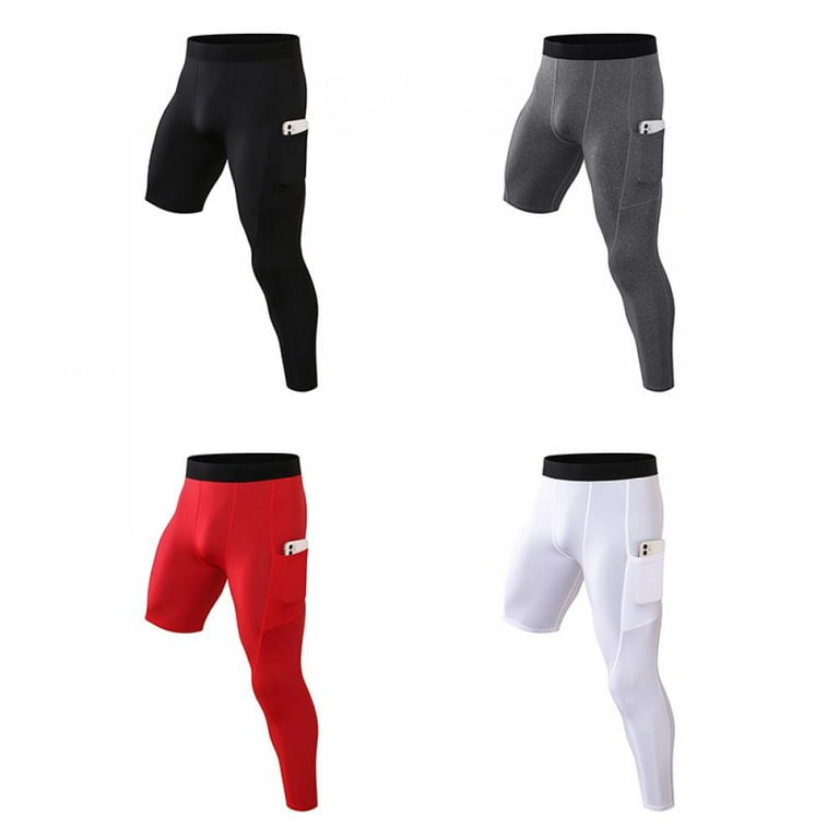 Men's Single-leg Tight Pants Basketball Training Sport Leggings Patchwork  Cropped Trousers Running Fitness Quick Dry Pants