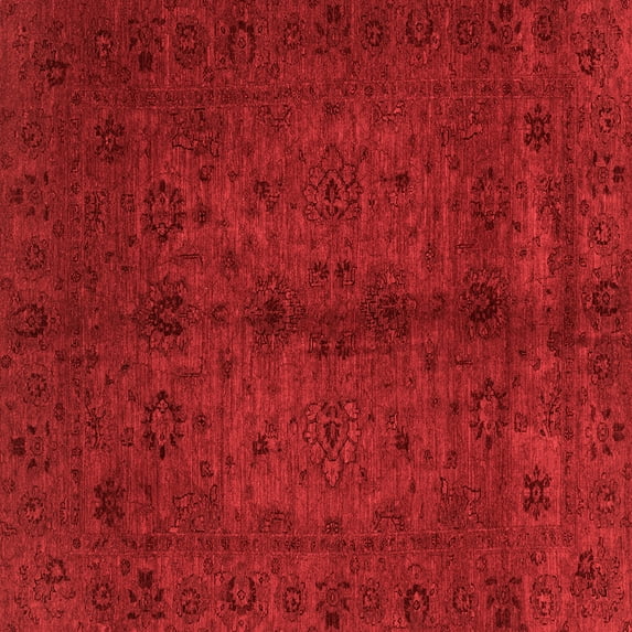 Ahgly Company Machine Washable Indoor Square Abstract Red Modern Area Rugs, 5' Square
