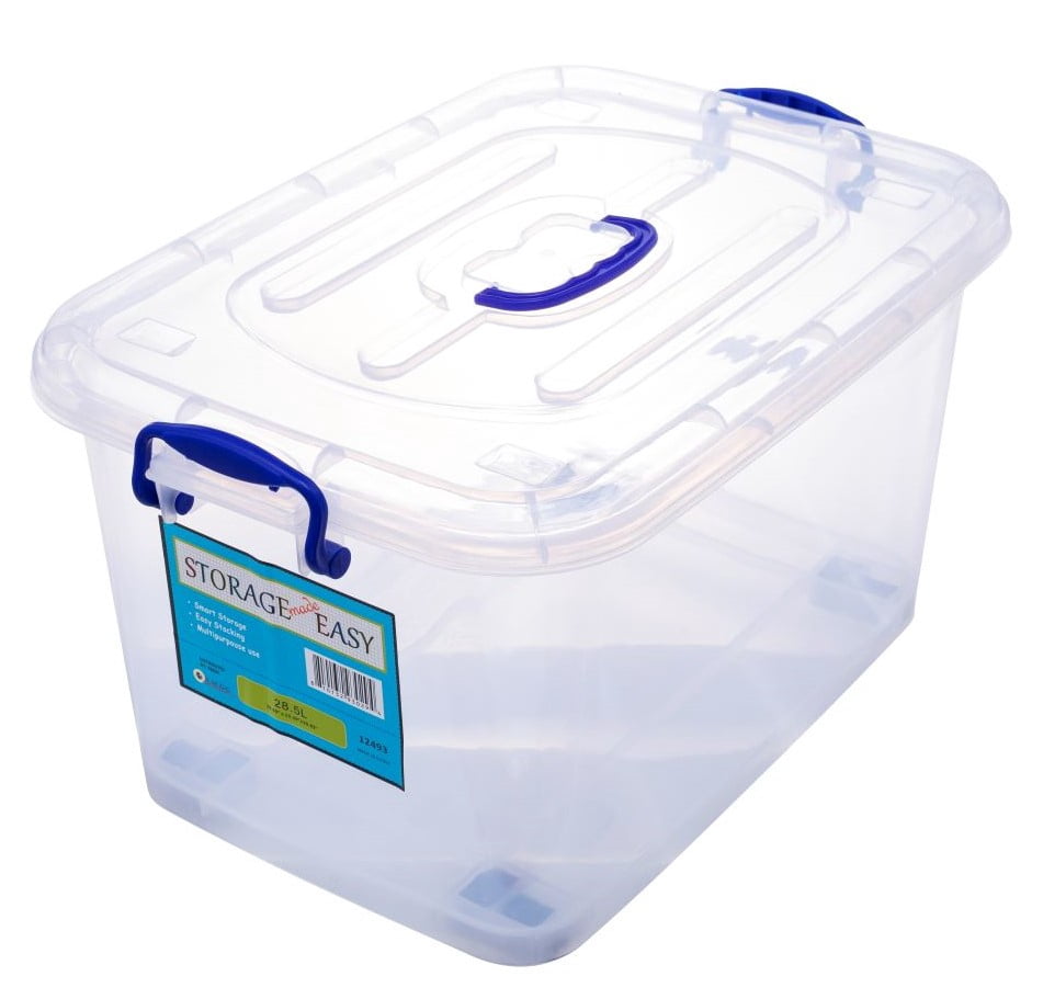 32L Plastic Storage Box with Wheels, 20"x13.5"x11" for Adults and Teens