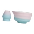 thumbnail image 4 of Cuenco de cerámica para matcha, suministros para preparar té, cuenco para mezclar matcha esmaltado, 350 ml, portátil Rosa y azul, 4 of 9
