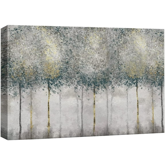 wall26 Canvas Print Wall Art Green Gold Pastel Country Forest Farm Tree Landscape Nature Wilderness Illustrations Modern Art Rustic Relax/Calm Multicolor for Living Room, Bedroom, Office - 24"x3