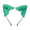 thumbnail image 1 of Diadema con orejas para fiesta, hecha a mano, con pelo sintético, ideal para disfraz de carnaval. Verde, 1 of 9