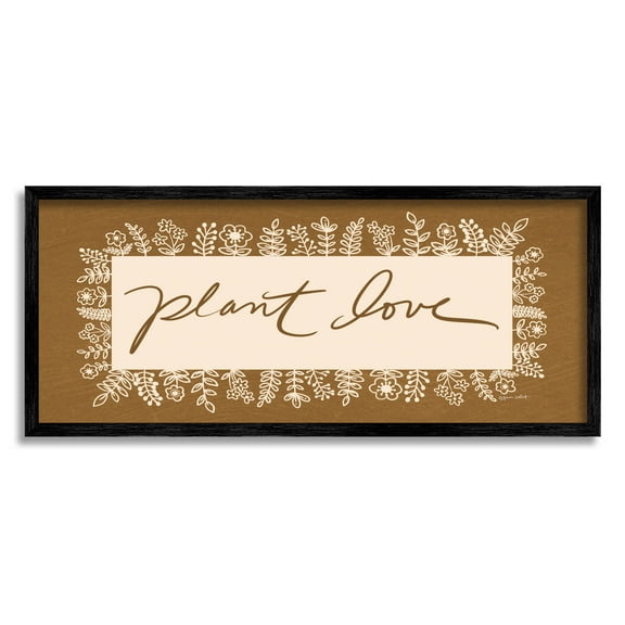 Stupell Industries Plant Love Botanical Phrase Graphic Art Black Framed Art Print Wall Art, Design by Anna LaPoint