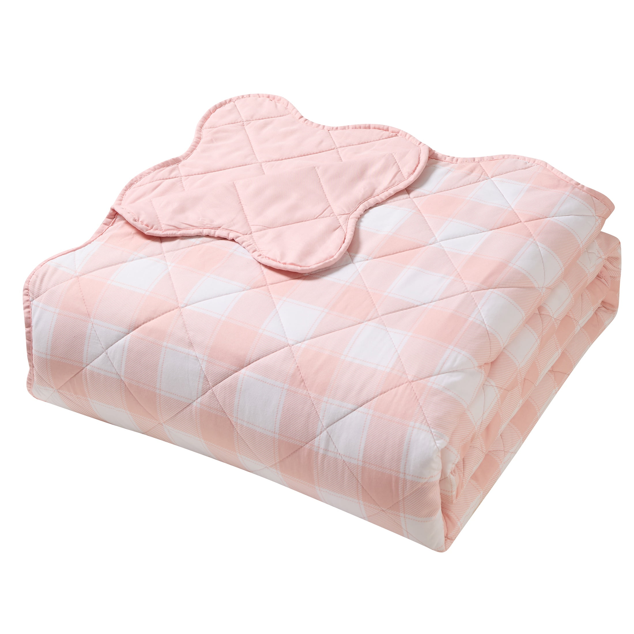 Hallmark Checkered Bliss 3-Piece Rose Scalloped Adult Quilt Set, Full/Queen