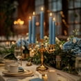 thumbnail image 6 of WYZworks 10" Fluted Ribbed LED Blue Grooved Pillar Candles, Remote & 24h Timer Memory, On/Off Switch - Flameless Dimmable Battery Operated w/Flicker Mode, Home Wedding Decor (6 Pack), 6 of 9