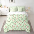 thumbnail image 2 of Manfei Fashion Green Flower Bedding Comforter Set 7 Pieces, Romantic Rustic Floral Full Bedding Set, Teens Kids Girls Women Fitted Sheet Flat Sheet, Lightweight Room Decor, 2 of 7