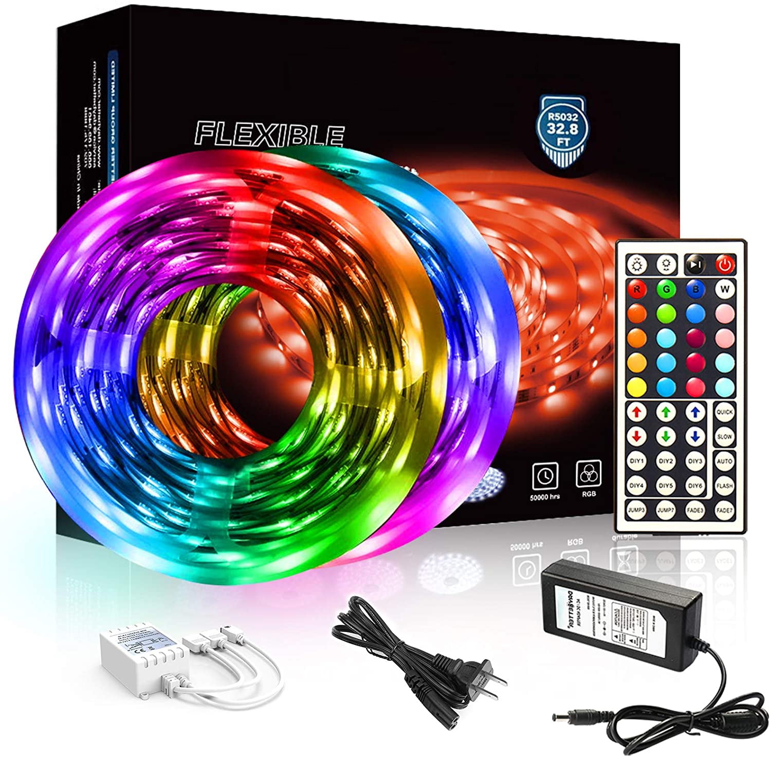 Details about   Flexible 5050 LED Strip Light 32.8FT Color Changing for Bedroom Kitchen Party 