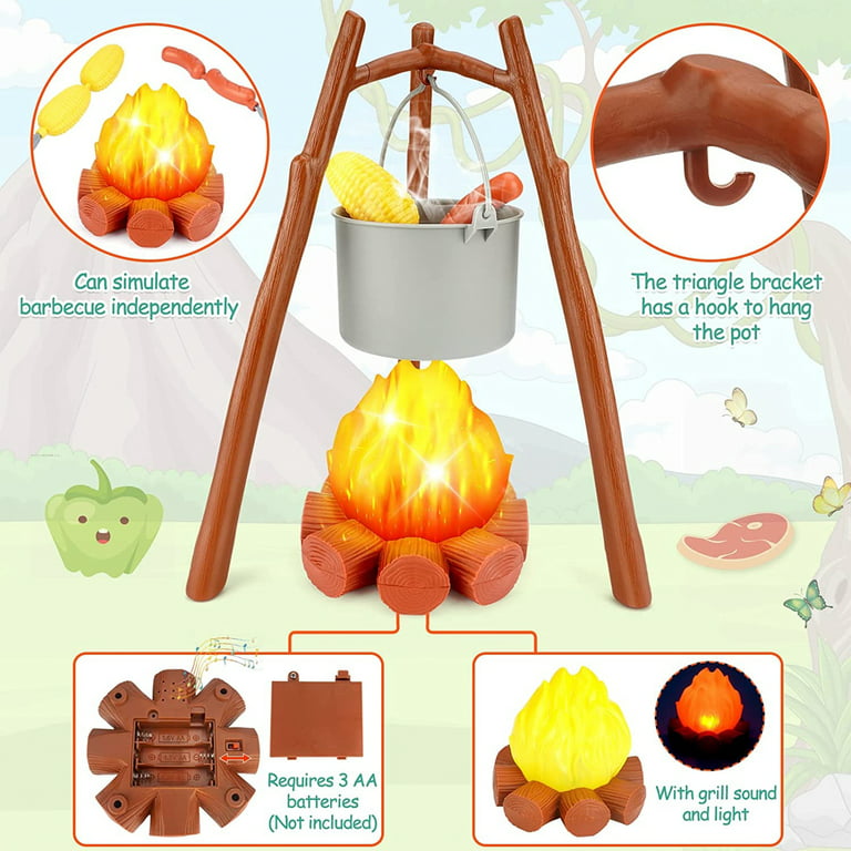 Yexmas Kids Camping Set with Tent 41pcs - Outdoor Campfire Toy Set for  Toddlers Kids Boys Girls - Pretend Play Camp Gear Tools